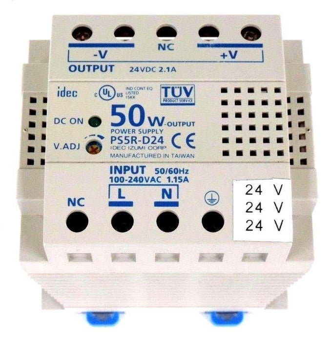 IDEC PS5R-D24 POWER SUPPLY 50W OUTPUT 100-240VAC 50/60HZ 1.15A PS5RD24