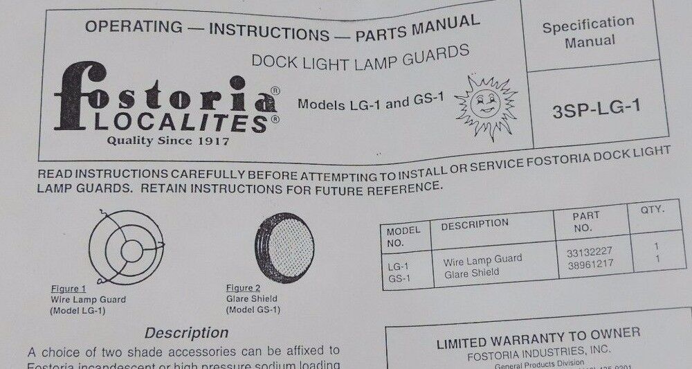 NIB FOSTORIA LOCALITES GS-1 GLARE SHIELD P/N 38961217