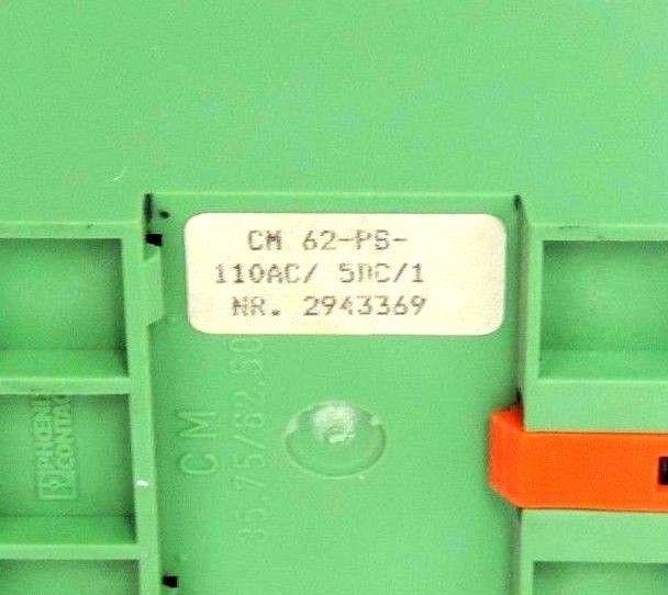 PHOENIX CONTACT CM 62-PS-110AC/5DC/1 POWER SUPPLY 2943369, CM62PS110AC5DC1