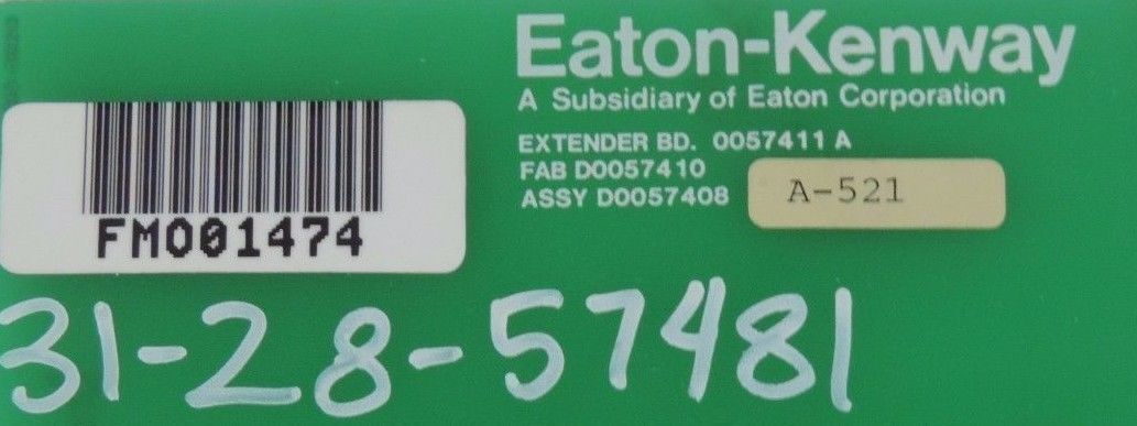 EATON-KENWAY FMO01474 EXTENDER BOARD 0057411 A FAB. D0057410 ASSY D0057408 A521