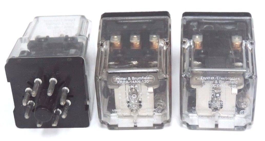 LOT OF 3 POTTER & BRUMFIELD KRPA-11AN-120 POWER RELAYS 120V 50/60HZ KRPA11AN120