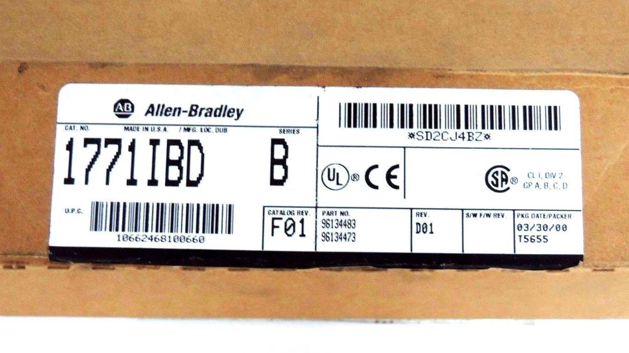 ALLEN BRADLEY 1771-IBD SER. B INPUT MODULE REV. D01, CAT. REV. F01, 1771IBD