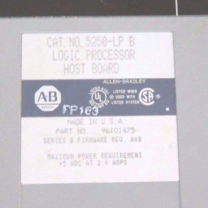 ALLEN BRADLEY 5250-LP SER. B PROCESSOR REV. A08, 96101475 W/ 5250-MLP3 SER. B