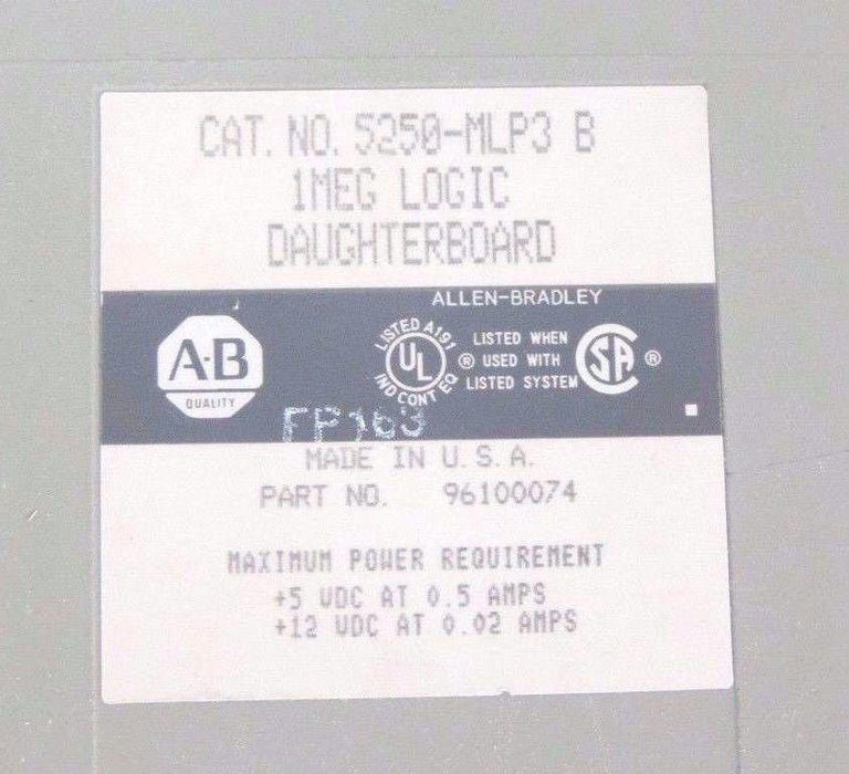 ALLEN BRADLEY 5250-LP SER. B PROCESSOR REV. A08, 96101475 W/ 5250-MLP3 SER. B