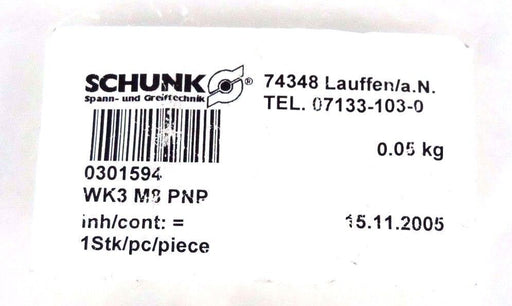 SCHUNK WK3 M8 PNP SENSOR 0301594 WK3M8PNP NEW