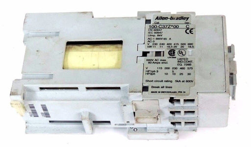 ALLEN BRADLEY 100-C37Z00 CONTACTOR SER C 24VDC COIL 100-SB10 AUX CONTACT SER B