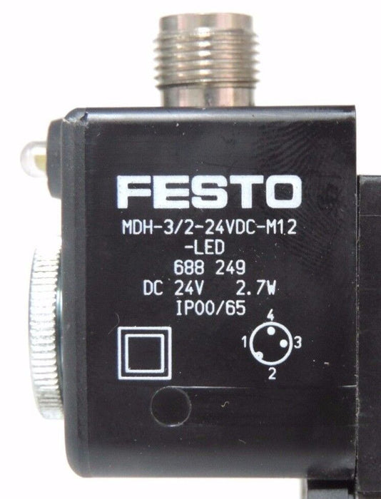 NEW FESTO MDH-5/2-D-1-FR-M12-C SOLENOID VALVE MDH-3/2-24VDC-M12-LED