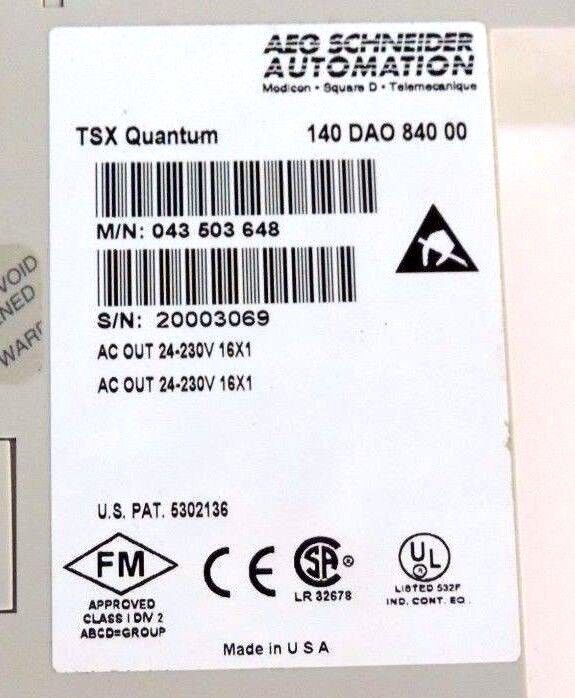 NIB AEG SCHNEIDER 140-DAO-840-00 TSX QUANTUM MODULE 24-230V, 16X1, 140DAO84000