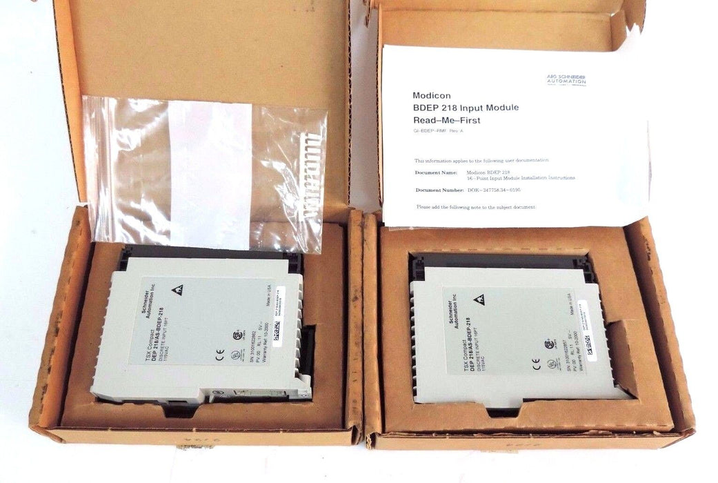 LOT OF 2 NIB SCHNEIDER AUTOMATION DEP 218/AS-BDEP-218 INPUT MODULES 16PT, 115VAC