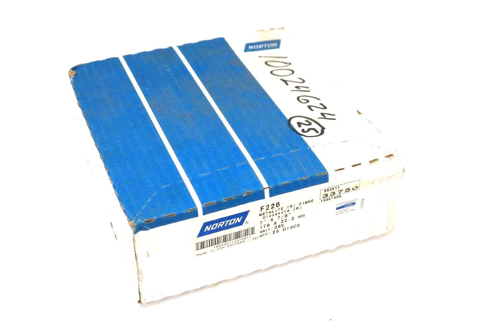 BOX OF 25 NEW NORTON F226 METALITE BALED FLEXI DISCS 33750 7" X 7/8" 36V GRIT