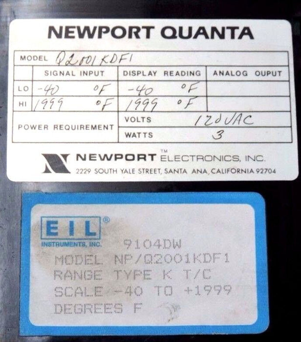 NEWPORT NP/Q2001KDF1 DIGITAL METER RANGE TYPE K T/C, Q2001KDF1