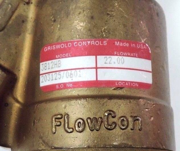 NEW GRISWOLD 3812HB CONTROL VALVE 1 1/4'', FLOW RATE 22