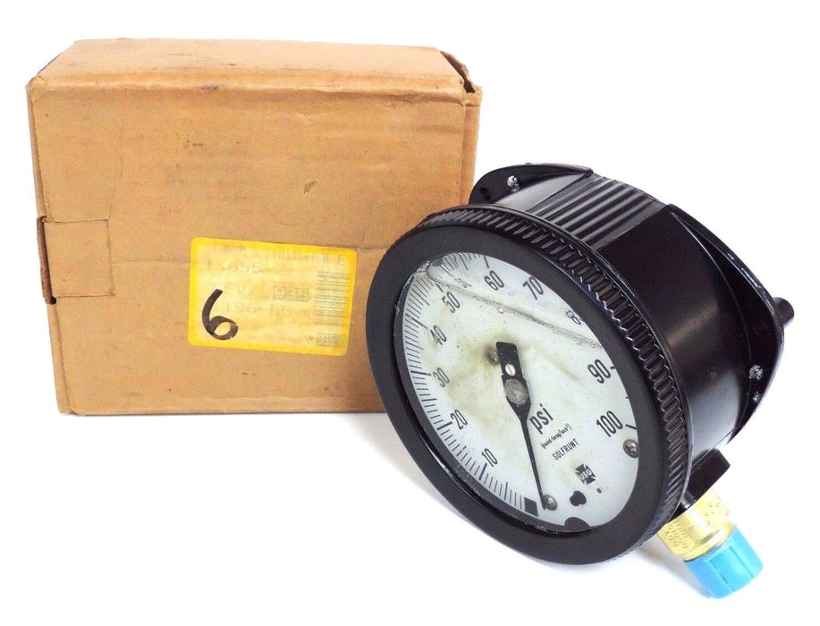 NIB USG 1X655 PRESSURE GAUGE 0-100PSI, 4 1/2'', 1901L, GLYCERIN, 1X655-2