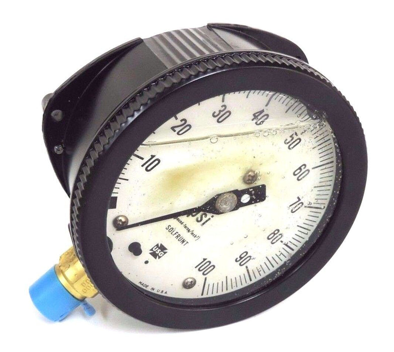 NIB USG 1X655 PRESSURE GAUGE 0-100PSI, 4 1/2'', 1901L, GLYCERIN, 1X655-2
