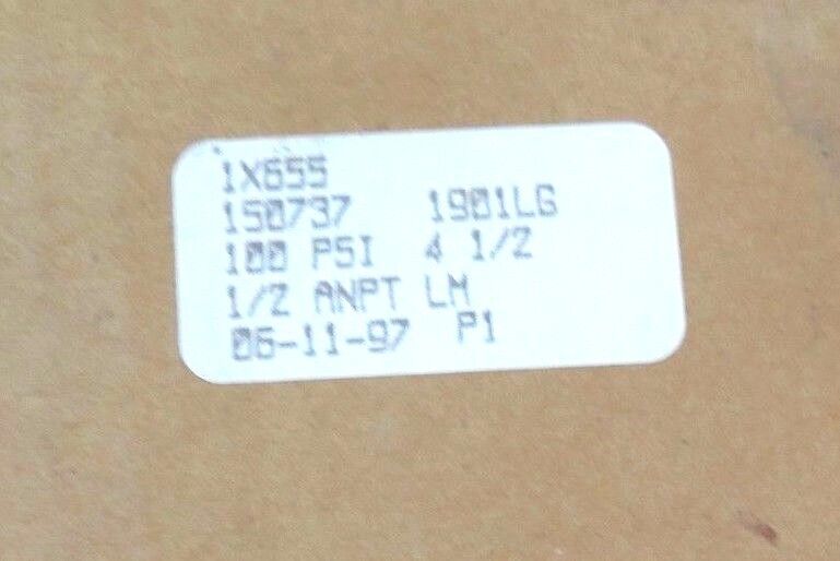 NIB USG 1X655 PRESSURE GAUGE 0-100PSI, 4 1/2'', 1901L, GLYCERIN, 1X655-2