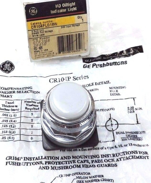 NIB GENERAL ELECTRICS CR104PLQ18W INDICATOR LIGHT 24V 4BULB STEADY WHITE