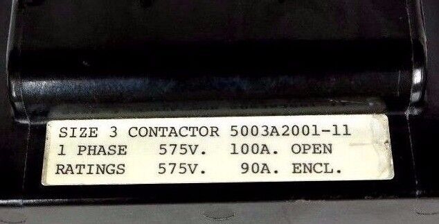 WARD LEONARD 5003A2001-11 SIZE 3 CONTACTOR 1 PHASE 115V 50/60HZ 5003A200111