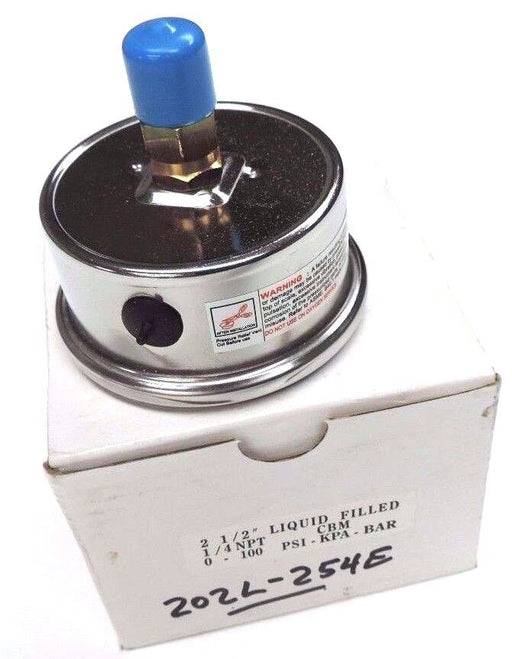 NIB PIC 202L-254E PRESSURE GAUGE 0-1002-1/2IN 1/4NPT CBM LIQ FILLED 202L254E