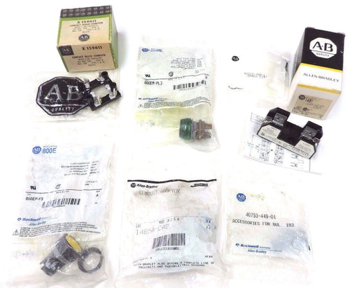 LOT OF 6 NEW ALLEN BRADLEY PARTS 800EP-F5, 1491-N121, 800EM-PL3, X159611 & MORE