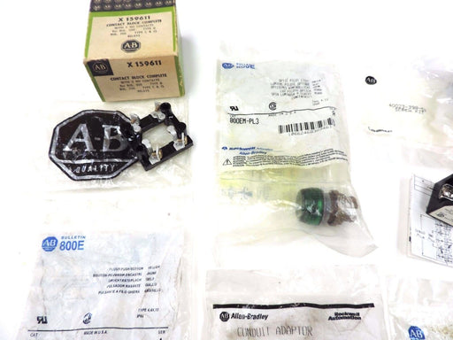 LOT OF 6 NEW ALLEN BRADLEY PARTS 800EP-F5, 1491-N121, 800EM-PL3, X159611 & MORE