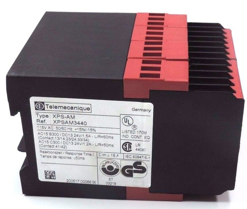 TELEMECANIQUE XPS-AM3440 SAFETY RELAY 115V AC, 50/60 Hz, XPS-AM