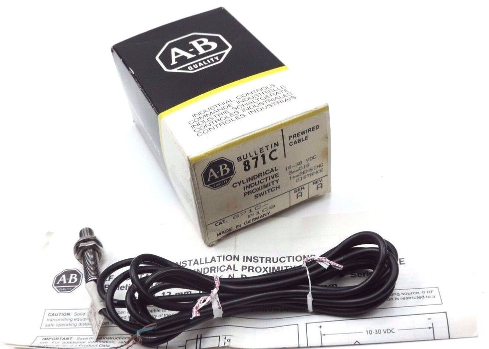 NIB ALLEN BRADLEY 871C-P1C8 CYLINDRICAL INDUCTIVE PROX. SWITCH 871CP1C8 SER. A