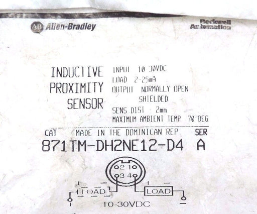 NEW ALLEN BRADLEY 871TM-DH2NE12-D4 SER. A PROXIMITY SENSORS 10/30VDC, 2/25MA