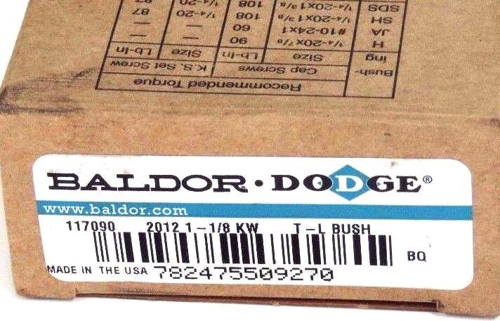 NIB BALDOR DODGE 117090 BUSHING 2012 1-1/8'' KW, 2.75'' DIA., TAPER LOCK