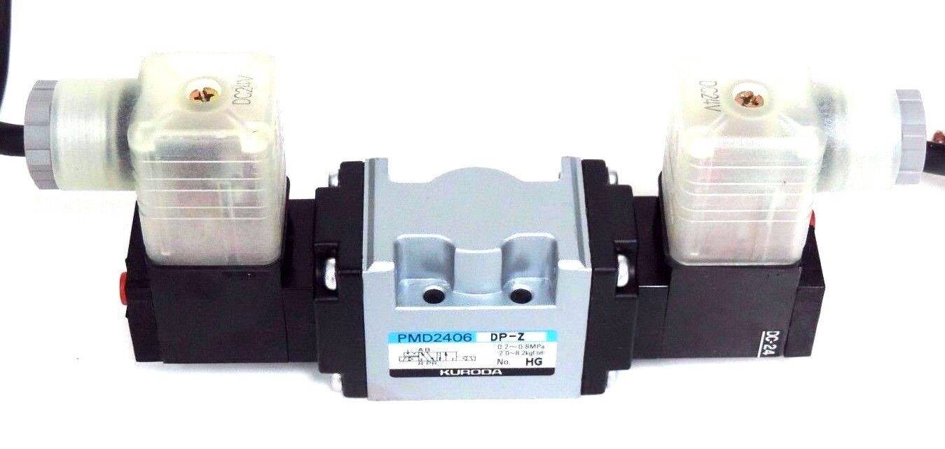 NIB KURODA PMD2406-NB-D24DP-Z SOLENOID VALVE HG, .2/.8MPA W/ AHR DC-24 COILS