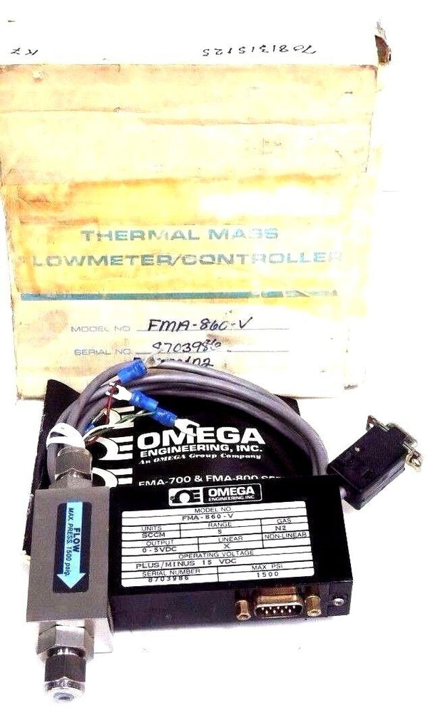 NIB OMEGA FMA-860-V FLOW METER 0/5VDC, X LINEAR, SCCM, N2, 1500PSI, FMA860V
