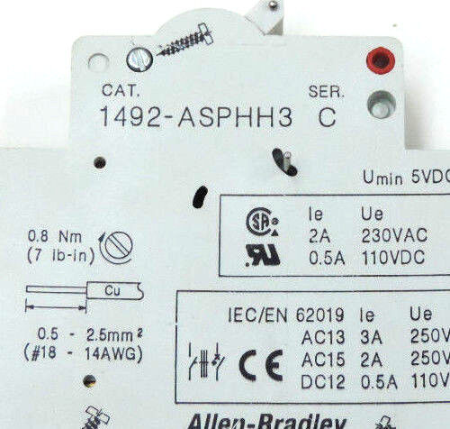 LOT OF 2 ALLEN BRADLEY 1492-ASPHH3 DUAL 1NO/1NC AUX CONTACT MODULES SER. C