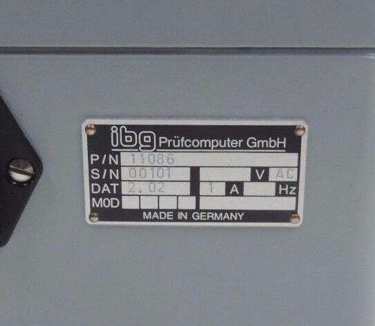 IBG EDDYLINER 11086 PRUFCOMPUTER GMBH 12086 TESTBOX 90-260V 47-440HZ