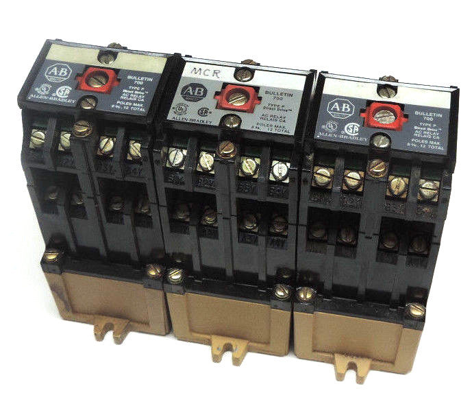 LOT OF 3 ALLEN BRADLEY 700-P800A1 TYPE P CONTROL RELAYS SER B 115-120V/60HZ