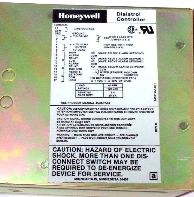 REPAIRED HONEYWELL R7355B 1001 3 DIALATROL CONTROLLER 120V, 50/60HZ, 12VA