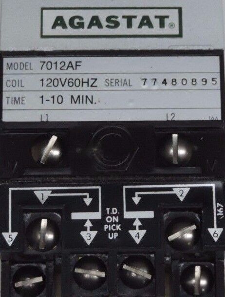 NEW AGASTAT 7012AF TIMING RELAY 1-10 MIN. 120V 60HZ COIL 7012-AF