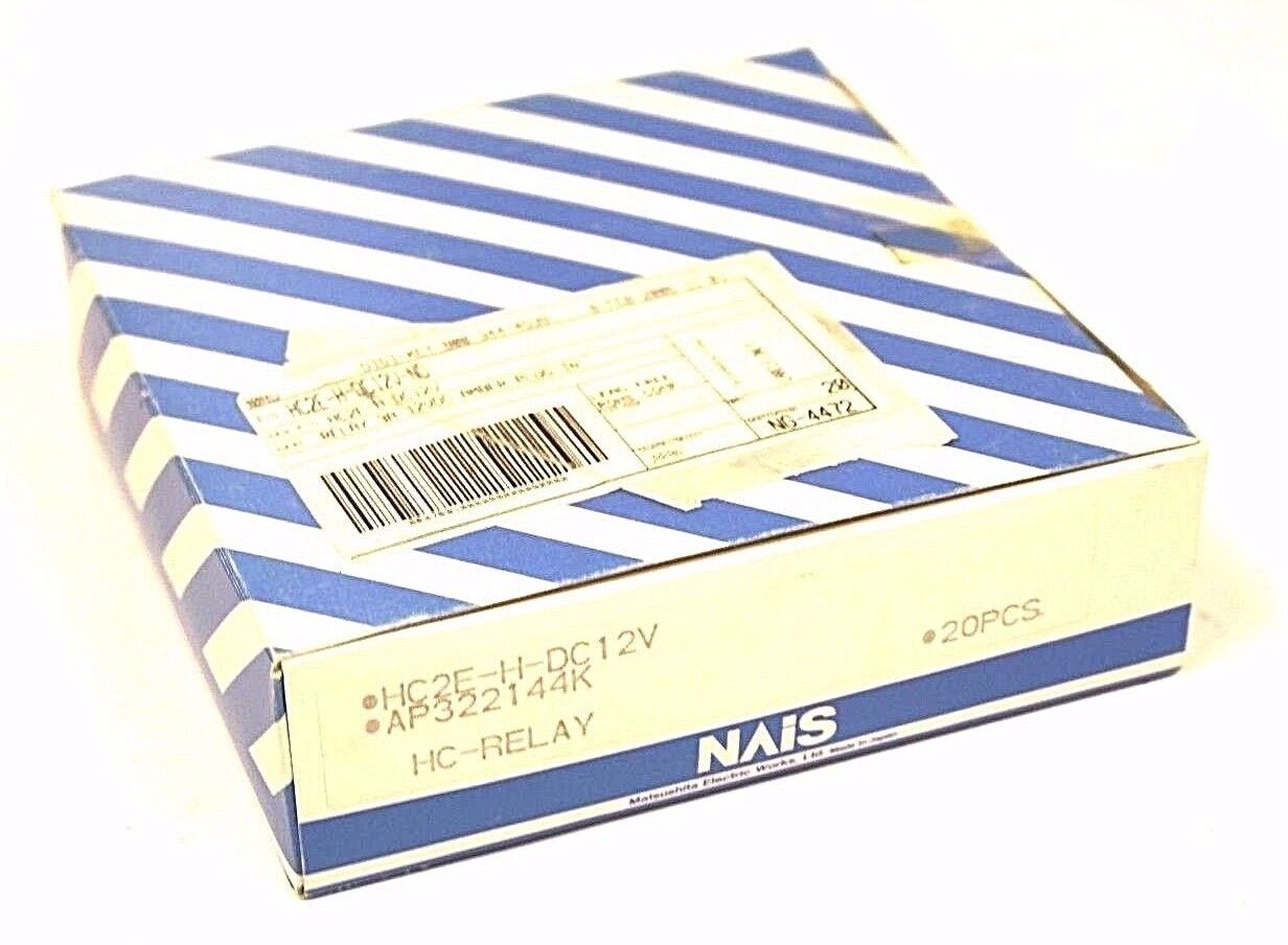BOX OF 20 NEW MATSUSHITA NAIS HC2E-H-DC12V POWER RELAYS AP322144K, 12VDC, 3A