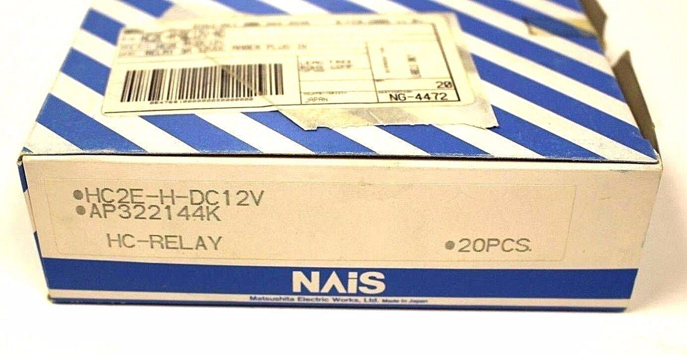 BOX OF 20 NEW MATSUSHITA NAIS HC2E-H-DC12V POWER RELAYS AP322144K, 12VDC, 3A