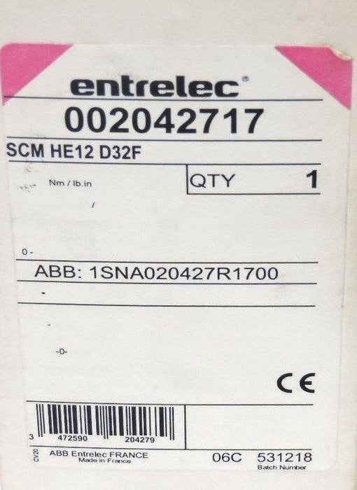 ENTRELEC SCM HE12 D32F TERMINAL 002042717, 1SNA020427R1700, SCMHE12D32F