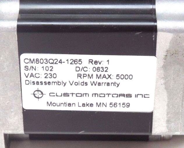 NIB CUSTOM MOTORS INC CM803Q24-1265 SERVO MOTOR REV 1230VAC 5000RPM MAX