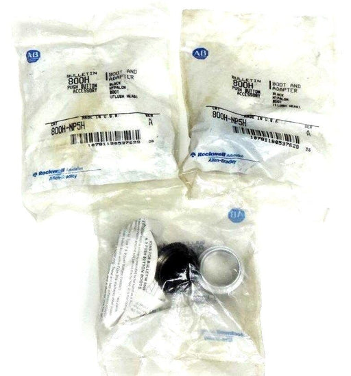 LOT OF 3 NIB ALLEN BRADLEY 800H-NP5H SER. A BOOTS AND ADAPTERS BLACK, 800HNP5H