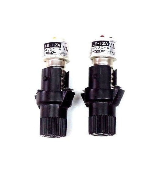 LOT OF 12 KIMUDEN LE-12A LIGHT INDICATORS (7) RED, (5) YELLOW, 24V, 20mA, LE12A