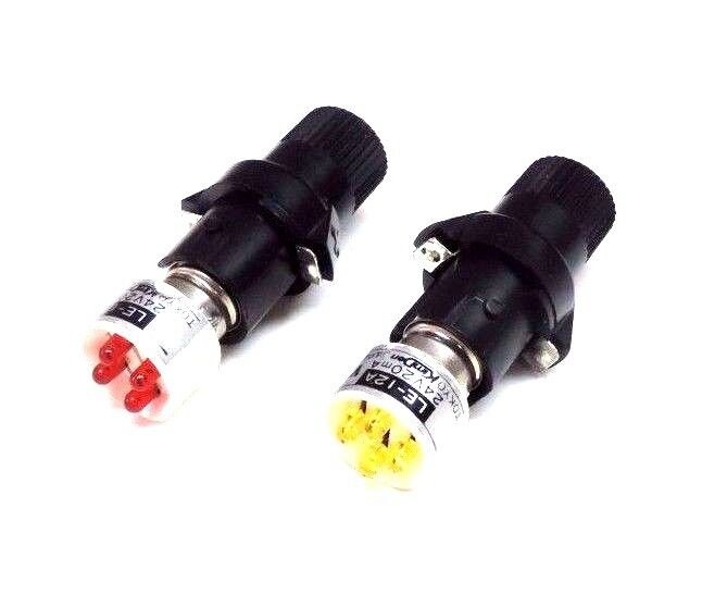 LOT OF 12 KIMUDEN LE-12A LIGHT INDICATORS (7) RED, (5) YELLOW, 24V, 20mA, LE12A