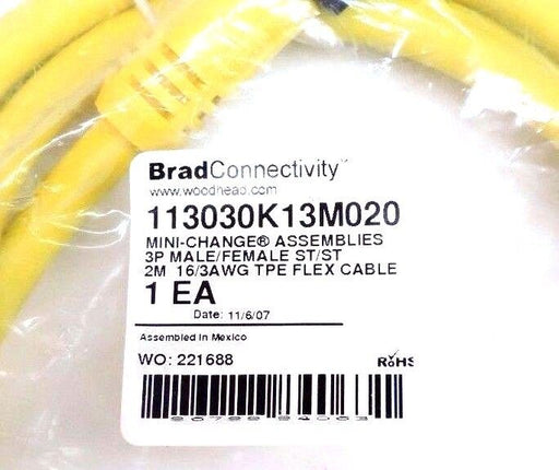 NEW BRAD HARRISON 113030K13M020 MINI-CHANGE CABLE 3P MALE/FEMALE ST/ST 2M