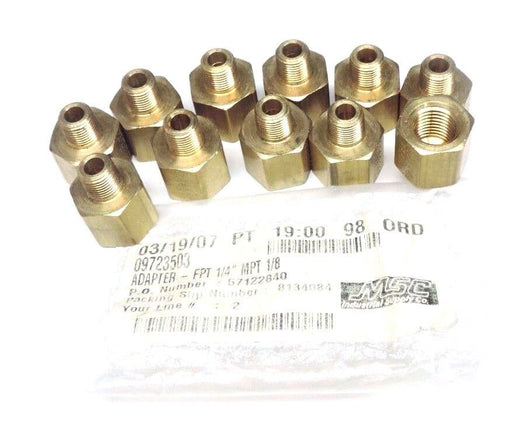 BAG OF 10 NEW MSC 09723503 ADAPTER FITTINGS - FPT 1/4'' MPT 1/8
