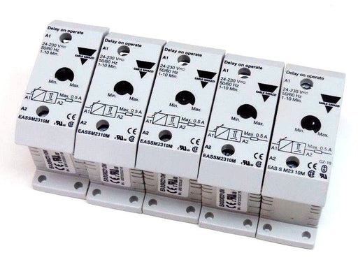 LOT OF 5 CARLO GAVAZZI EAS-S-M23-10M MINI E-TIMER 24-230V, 1-10 MIN, EASSM2310M