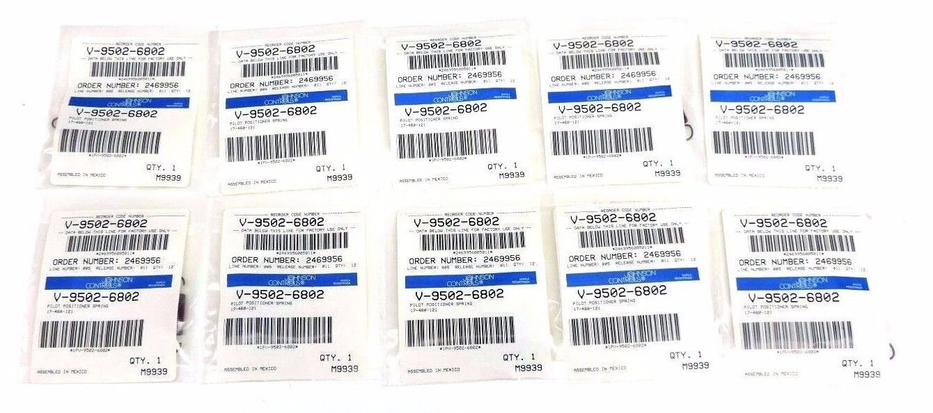 LOT OF 10 NIB JOHNSON CONTROLS V-9502-6802 PILOT POSITIONER SPRINGS V95026802