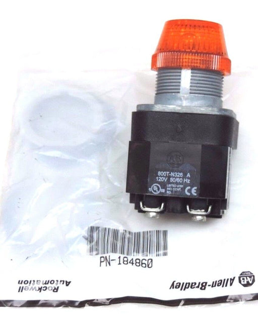 NIB ALLEN BRADLEY 800T-P16A PILOT LIGHT XFMR, 120V AMBER LENS 800T-P16A, SER. U