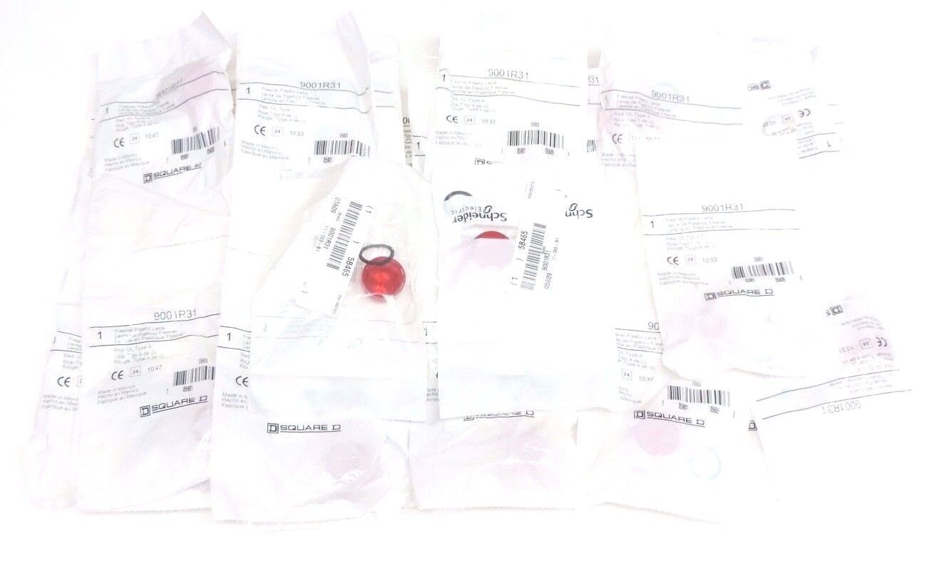 LOT OF 29 NEW SQUARE D 9001R31 FRESNEL PLASTIC LENSES RED, UL TYPE 4