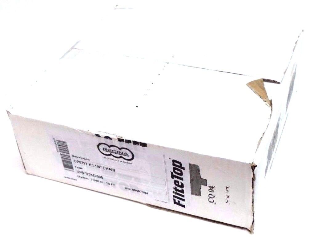 NIB REGINA UP879TK3.1/4 TABBED FLAT CHAIN 10FT LENGTH 3-1/2" WIDTH 1-1/4" PITCH