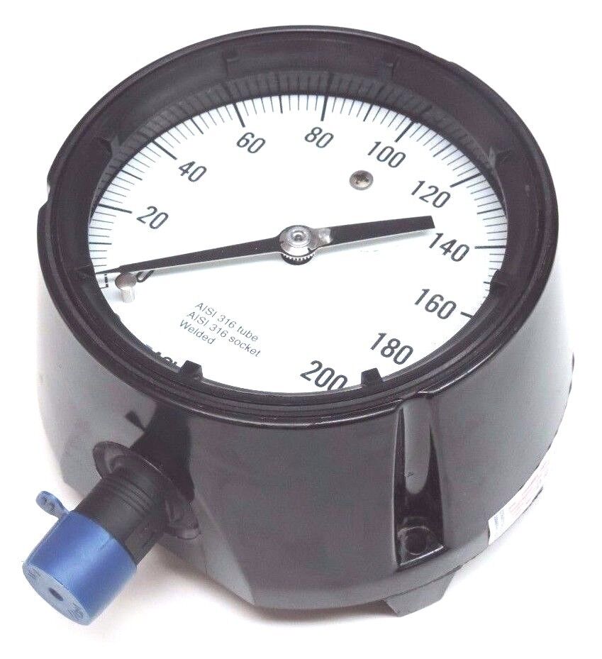 NEW ASHCROFT AISI 316 TUBE & SOCKET DURAGAUGE PLUS GAUGE 0-200PSI, 1/2" NPT